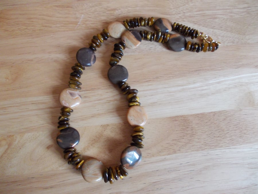 Jasper and tiger's eye necklace
