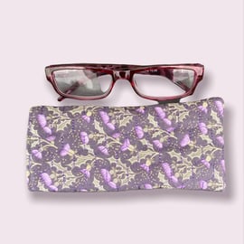 Soft Quilted Thistle glasses case with hexagonal stitching detail 