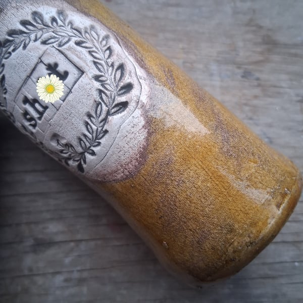 Skinny c8nt vase in olive, unique stoneware ceramic vase custom text