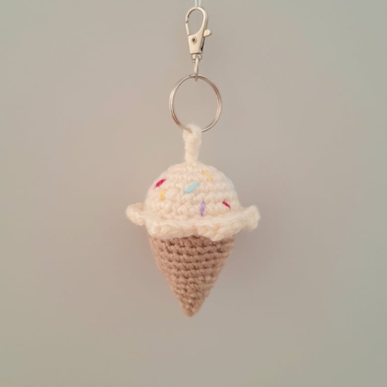 Ice Cream Crochet Keyring