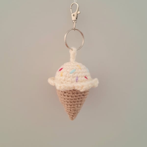 Ice Cream Crochet Keyring