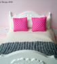 1:12 Scale Pink & Cream Dolls House Bedding Set With Knitted Grey Throw - Image 4