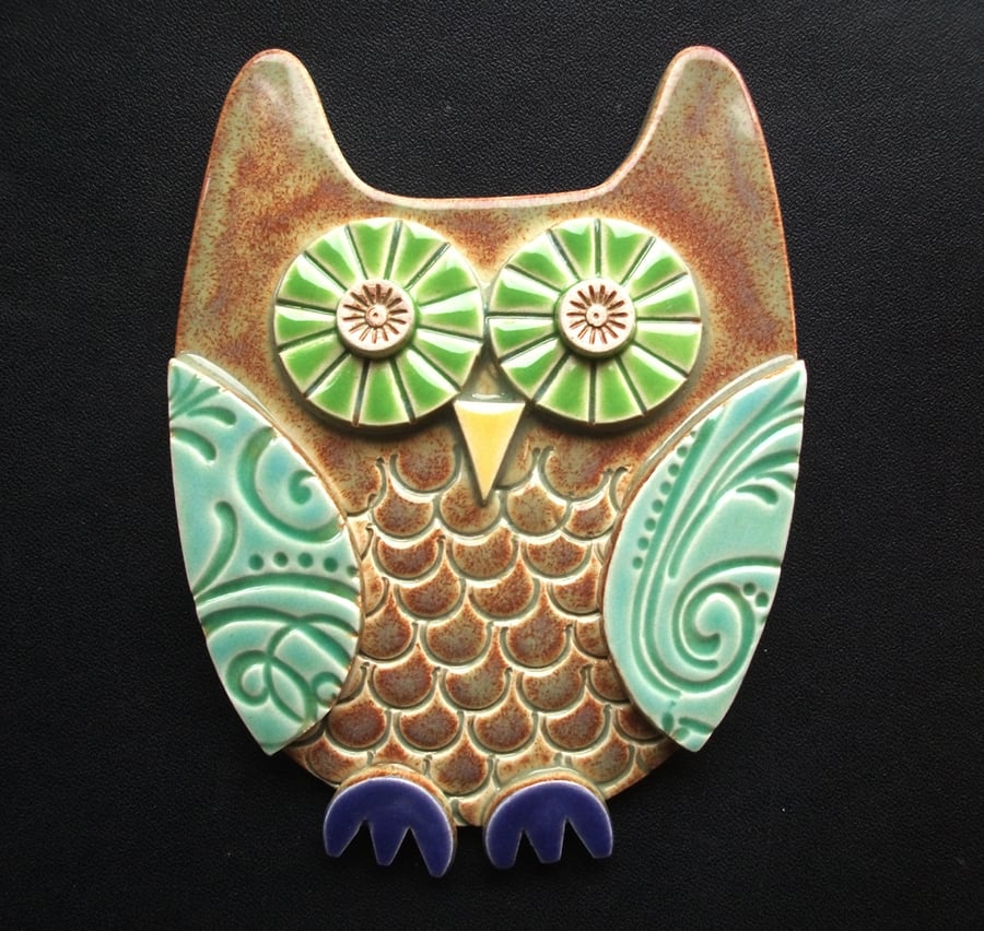 Brown Owl ceramic hanging decoration 