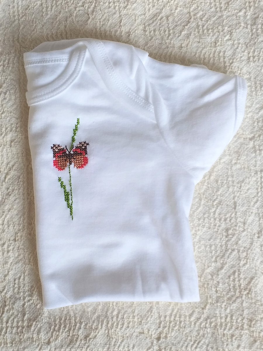 Butterfly, Vest, age 9-12 months, hand embroidered