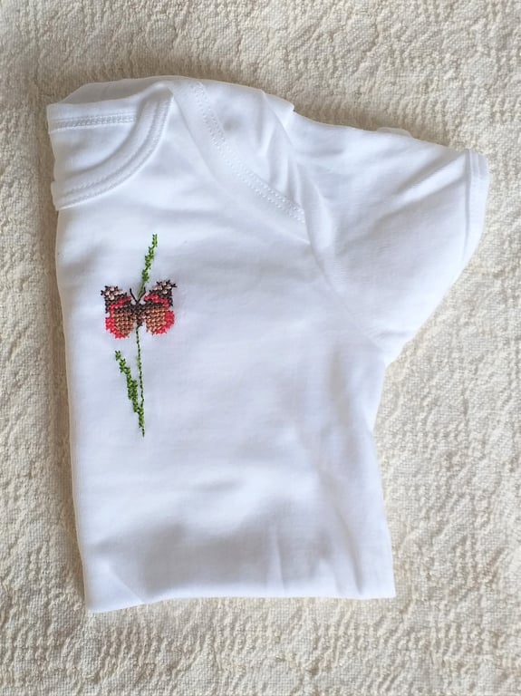 Butterfly, Vest, age 9-12 months, hand embroidered
