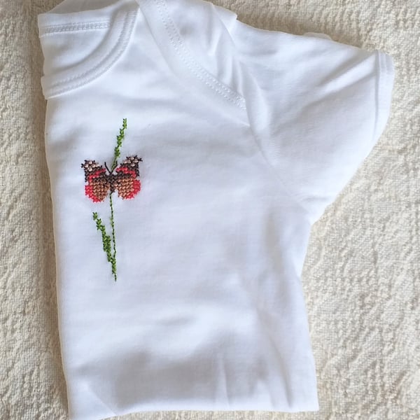 Butterfly, Vest, age 9-12 months, hand embroidered