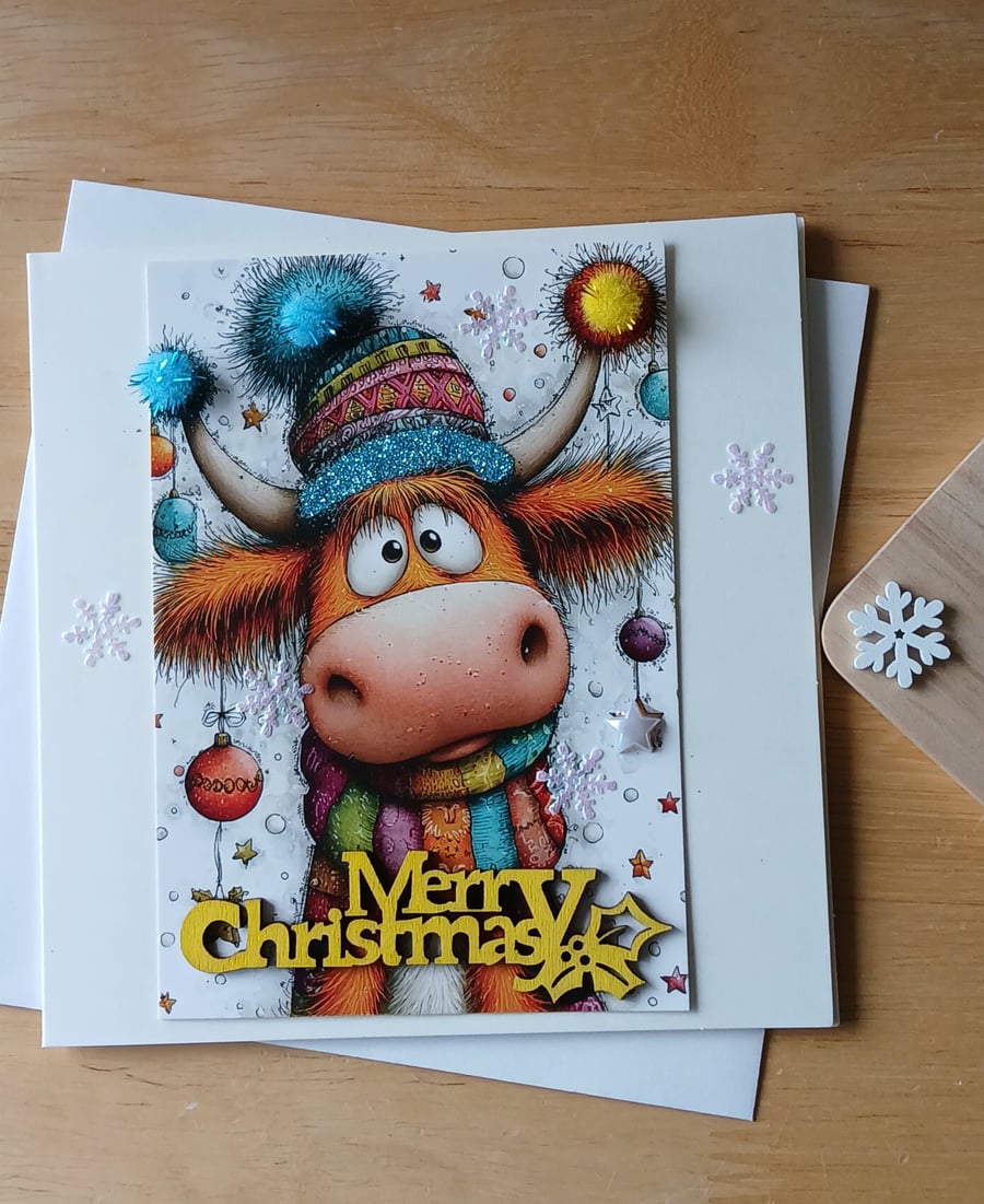Image of Highland Cow Christmas Card 