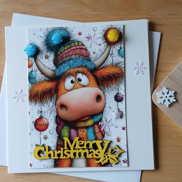 Highland Cow Christmas Card 
