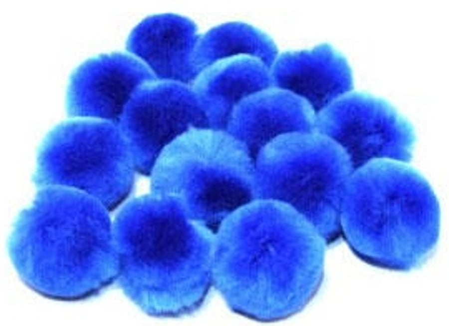 20 royal blue Pom Poms, craft supplies 25mm