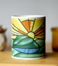 Stained Glass Style Mug, Silbury Hill, Illustrated Coffee cup