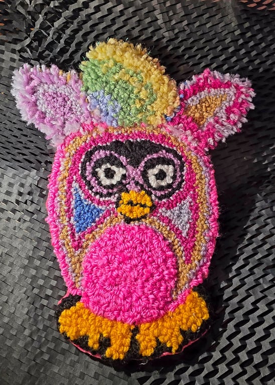 Retro Furby Punch Needle Desk Rug Wall Hanging 