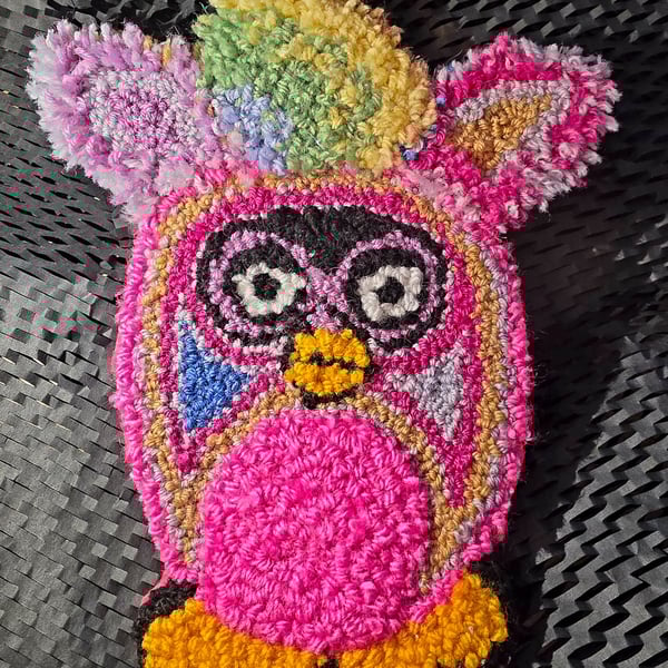 Retro Furby Punch Needle Desk Rug Wall Hanging 