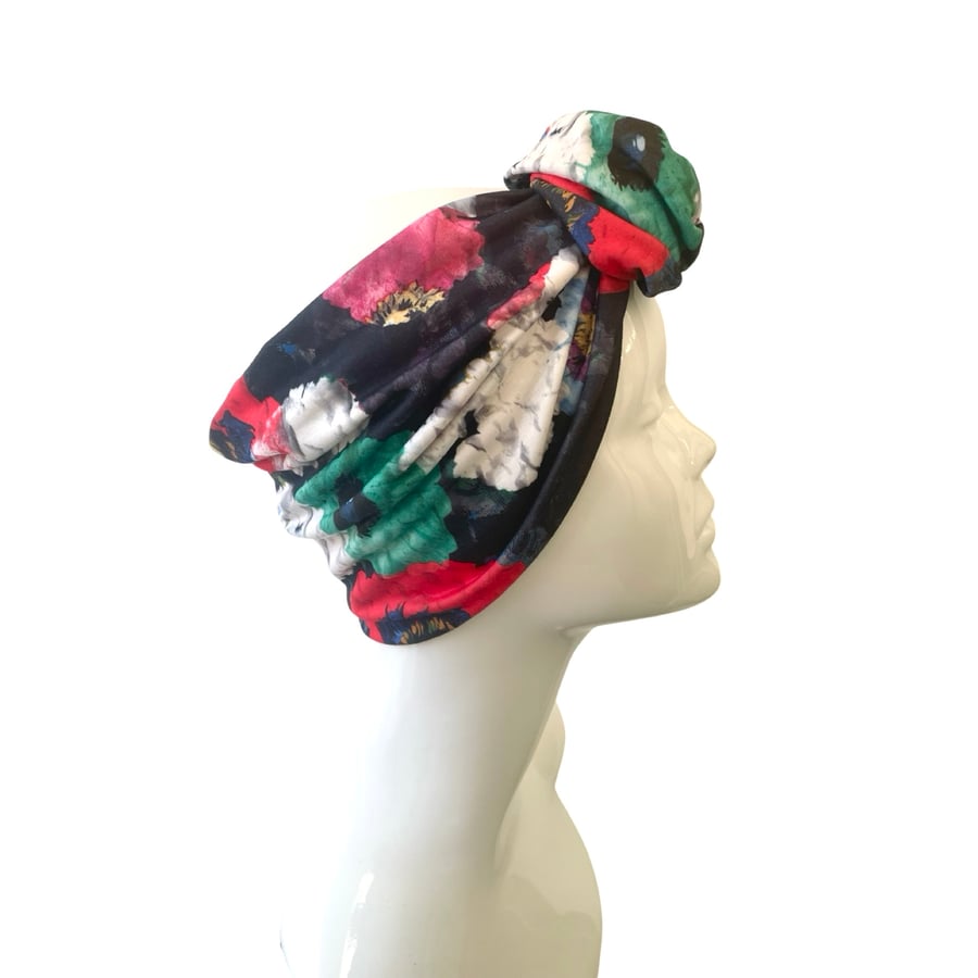 Wide Flower Print Headband Knotted Summer Headband for Women