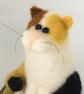 Cute Needle Felted Cat, Ornament on Wooden Base, Desk Buddy - Image 2