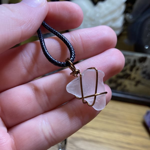Wire Wrapped Sea Glass Pendant