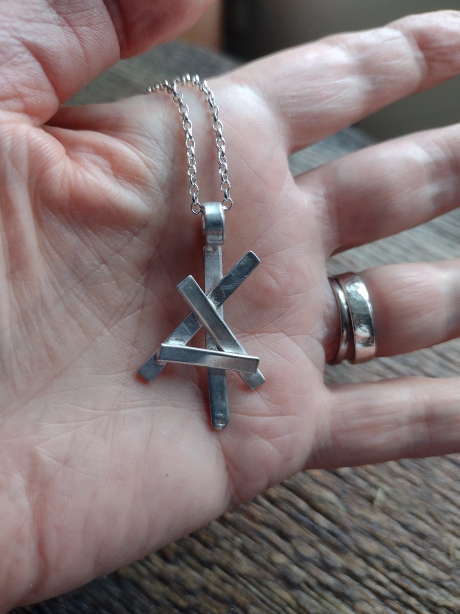 Recycled rustic handcrafted pendant and necklace