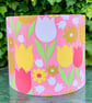 Fun PINK MAGENTA RETRO Tulip Floral Lampshade in 60s 70s Vintage fabric - Image 1