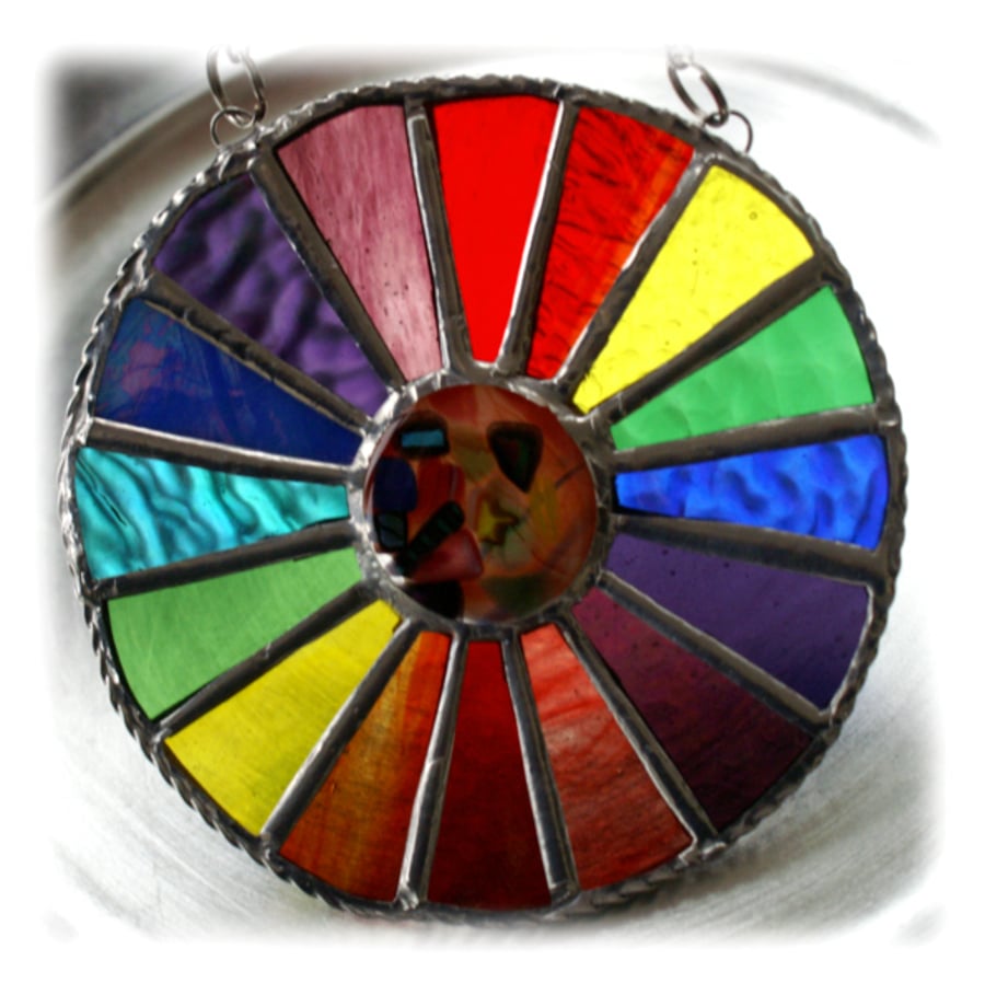 Summer Solstice Rainbow Burst Suncatcher Stained Glass Handmade 009