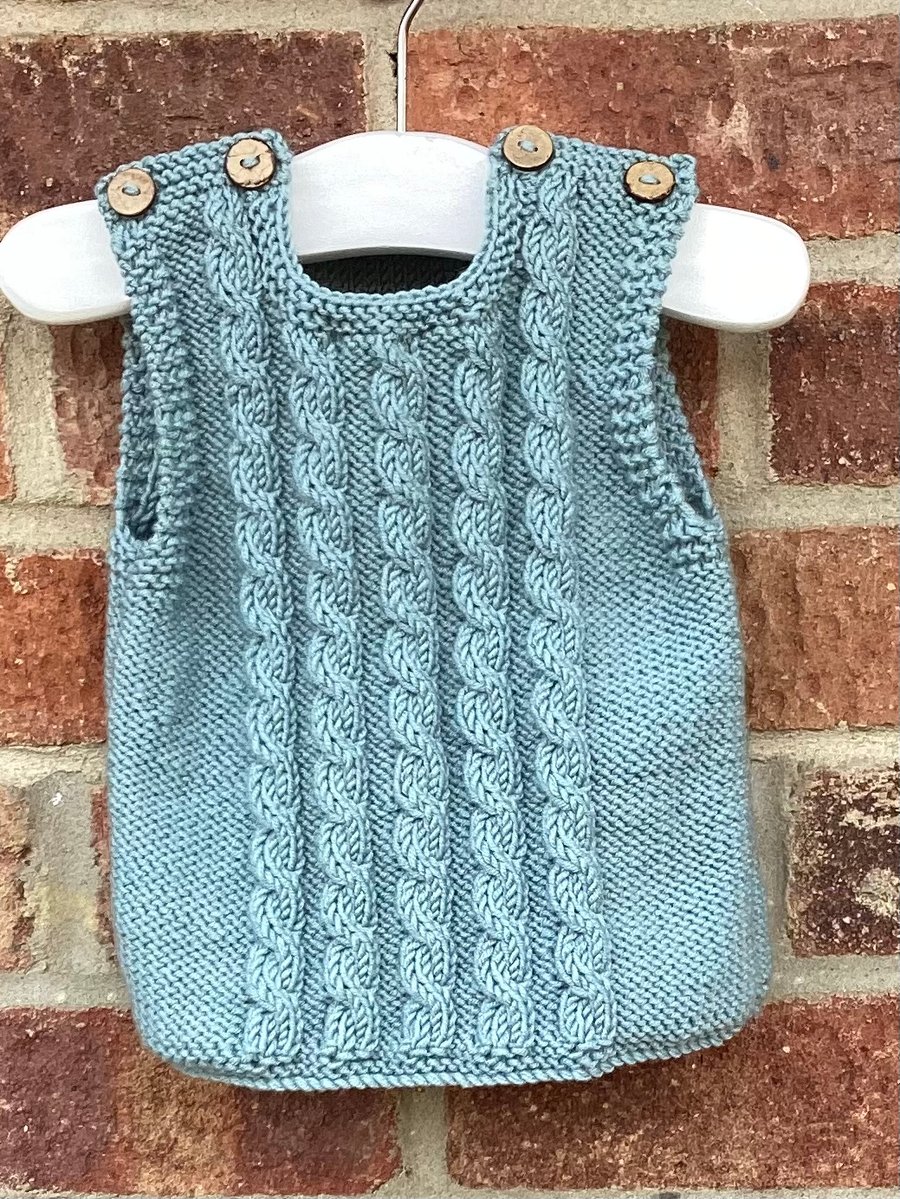 Baby sleeveless jumper hand knitted merino wool