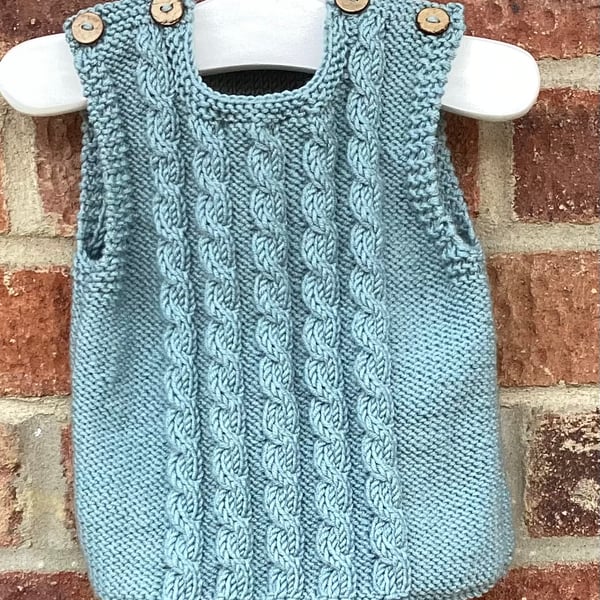 Baby sleeveless jumper hand knitted merino wool