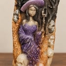 Hand Coloured Witch Candle-Gothic Soy Wax Candle, Black Raspberry & Vanilla