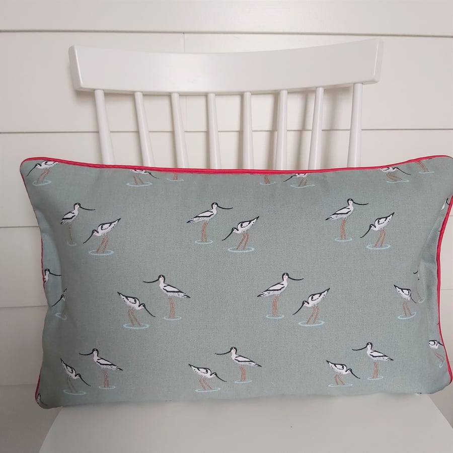 Sophie Allport Coastal Birds  Cushion Cover with Red Piping