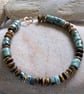 Turquoise, Gold and Tiger Eye Beaded Bracelet - Image 4