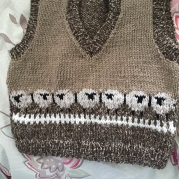 Hand knitted  fairisle baby tank top