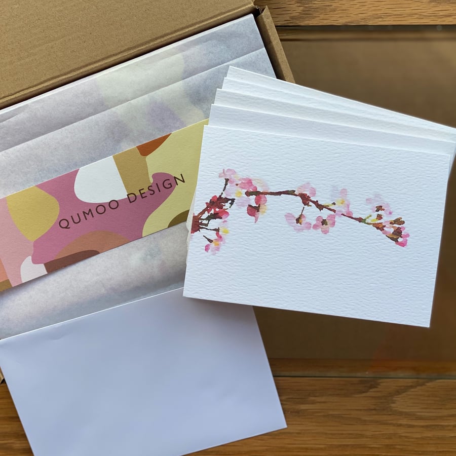 5 pack cards BLOSSOM PLUM and CHERRY garden Beautiful Bundle