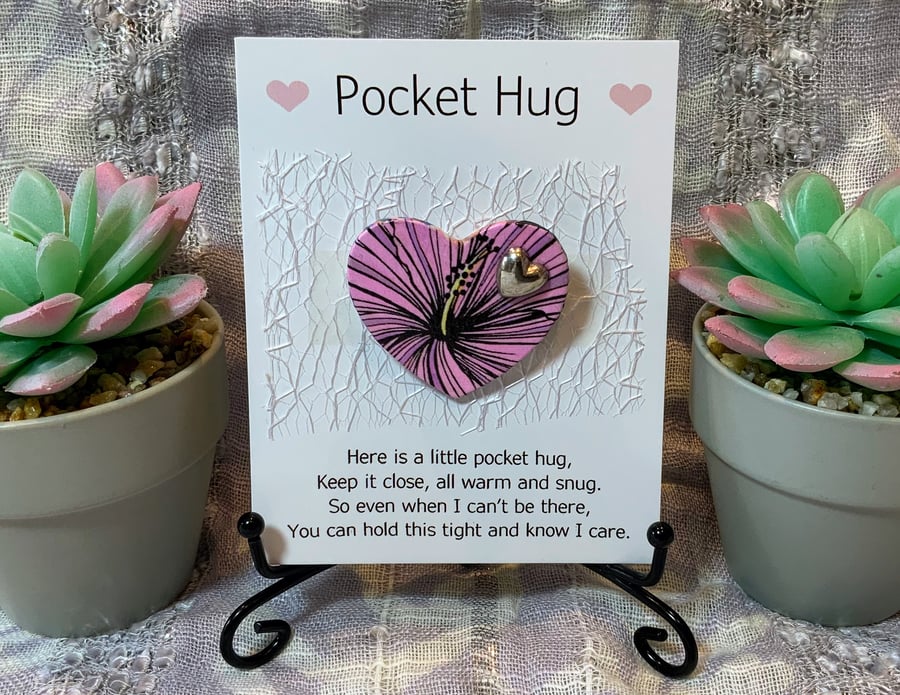 Pocket Hug Wood Heart badge