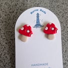 Mushroom polymer clay earrings 