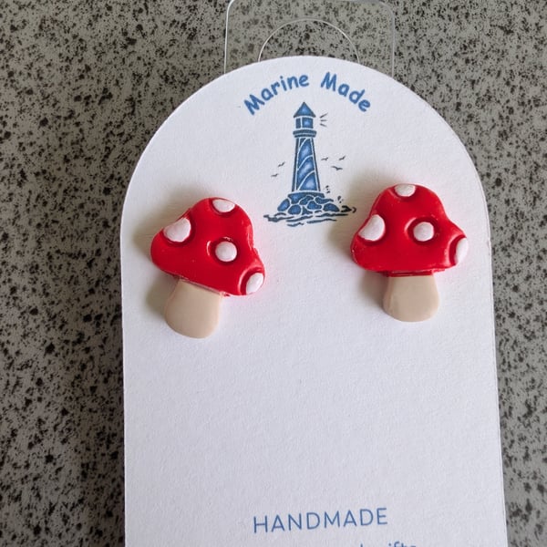 Mushroom polymer clay earrings 