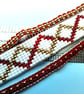 Red white gold beaded Loom bracelet - Image 3