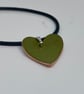 Olive green enamel heart shaped pendant - Image 2