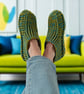Lime & Blue Crochet Slipper Socks – Handmade Cosy Socks - Image 5