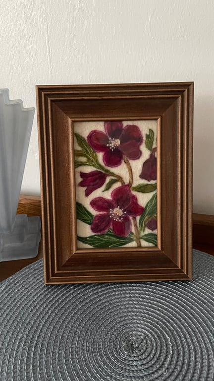 Hand felted Hellebore Textile Artwork 