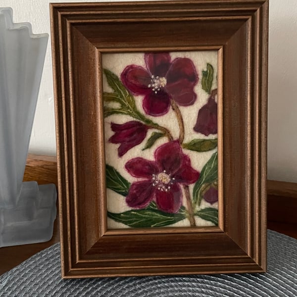 Hand felted Hellebore Textile Artwork 