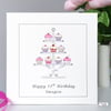 Personalised Birthday Card, Cake stand design, any name or age