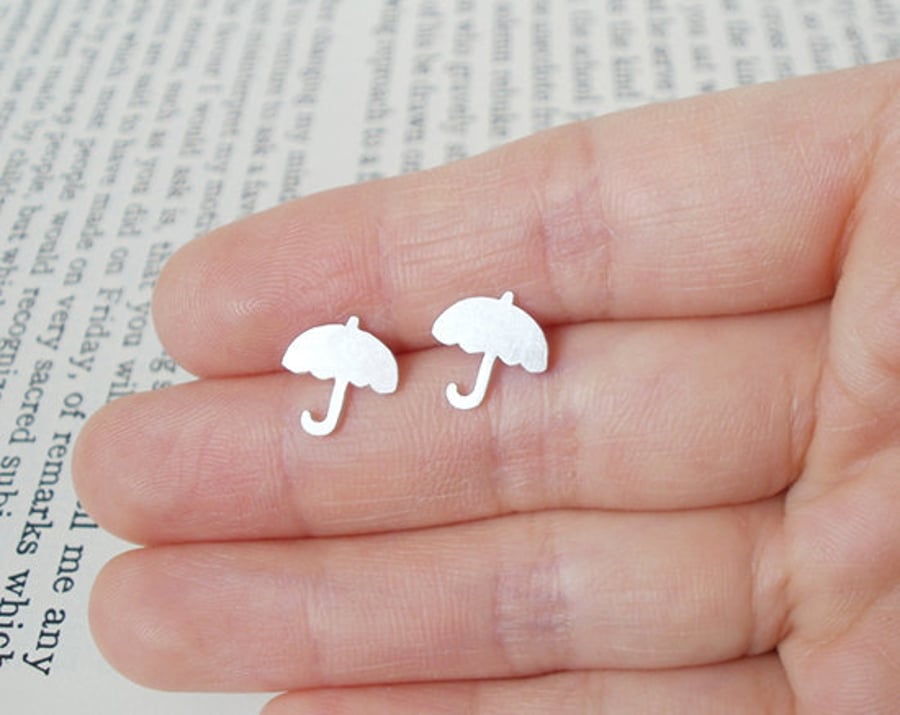Umbrella Earring Studs In Sterling Silver