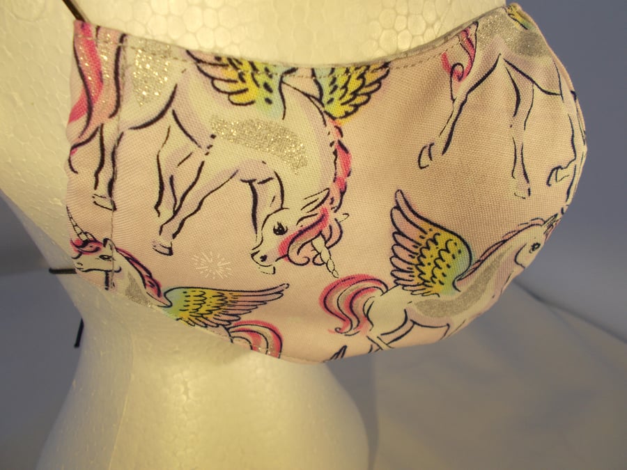 Shaped Child Face Covering - Age 3 - 6 years Glitter Unicorn