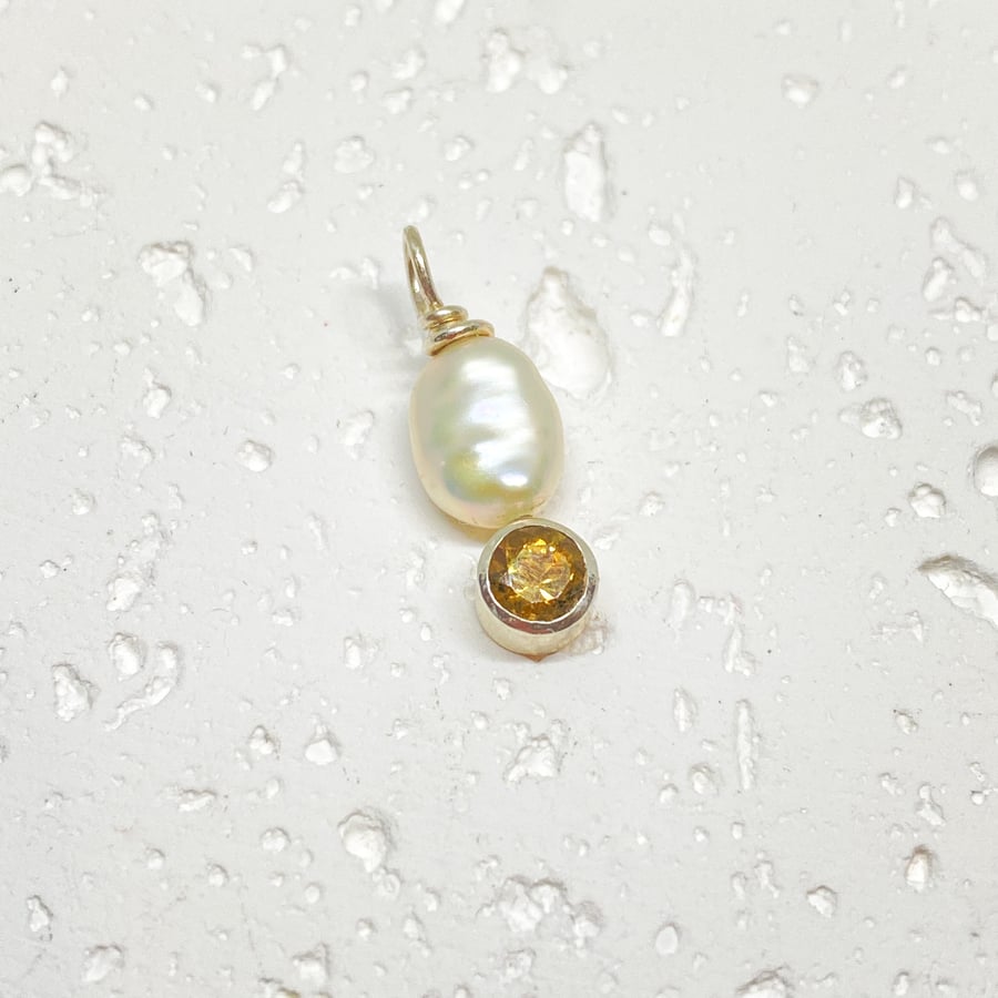 Pearl and Tourmaline Handmade Pendant