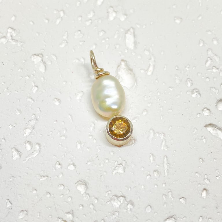 Pearl and Tourmaline Handmade Pendant