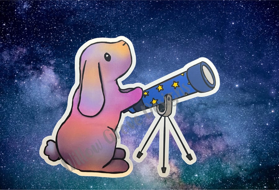 Telescope bunny sticker large