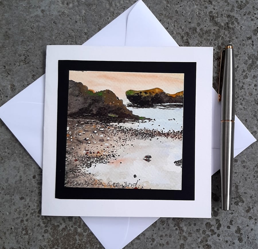 Handpainted Blank Card. Rock Pools. The Card That's Also A Keepsake