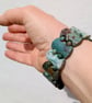 Green Rainforest Jasper Rectangular Beaded Stretch Cuff Bracelet - Image 6