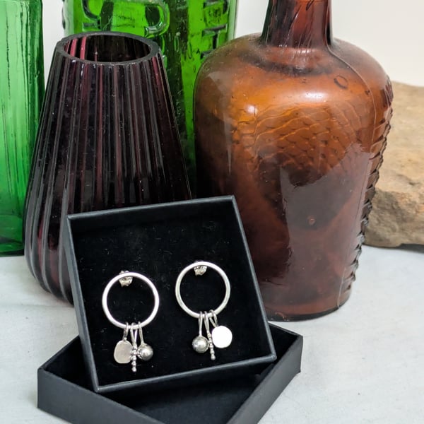 Sterling silver charm earrings