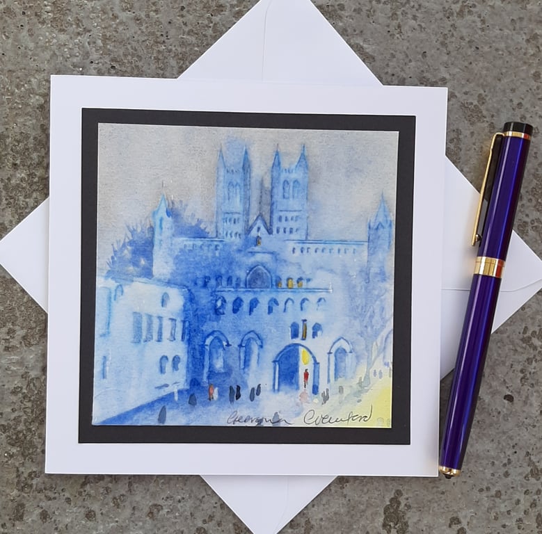 Handpainted Blank Card. Handmade. Letterbox Gift. Keepsake. Cathedral Square