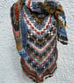Autumn hues wool rich lace crochet triangle wrap shawl  - Image 4