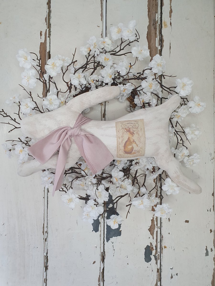 Large Shabby Chic Style Hanging Running Hare