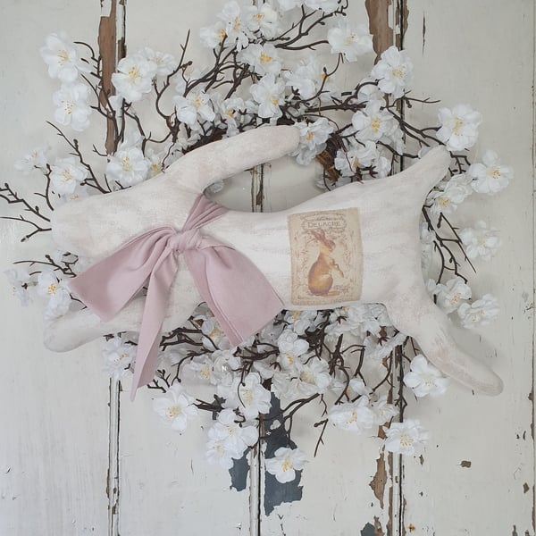 Large Shabby Chic Style Hanging Running Hare
